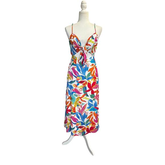 Show Me Your Mumu Moby Tie-Front Cut Out Maxi Dress in Bright Blooms (M) - Picture 2 of 6